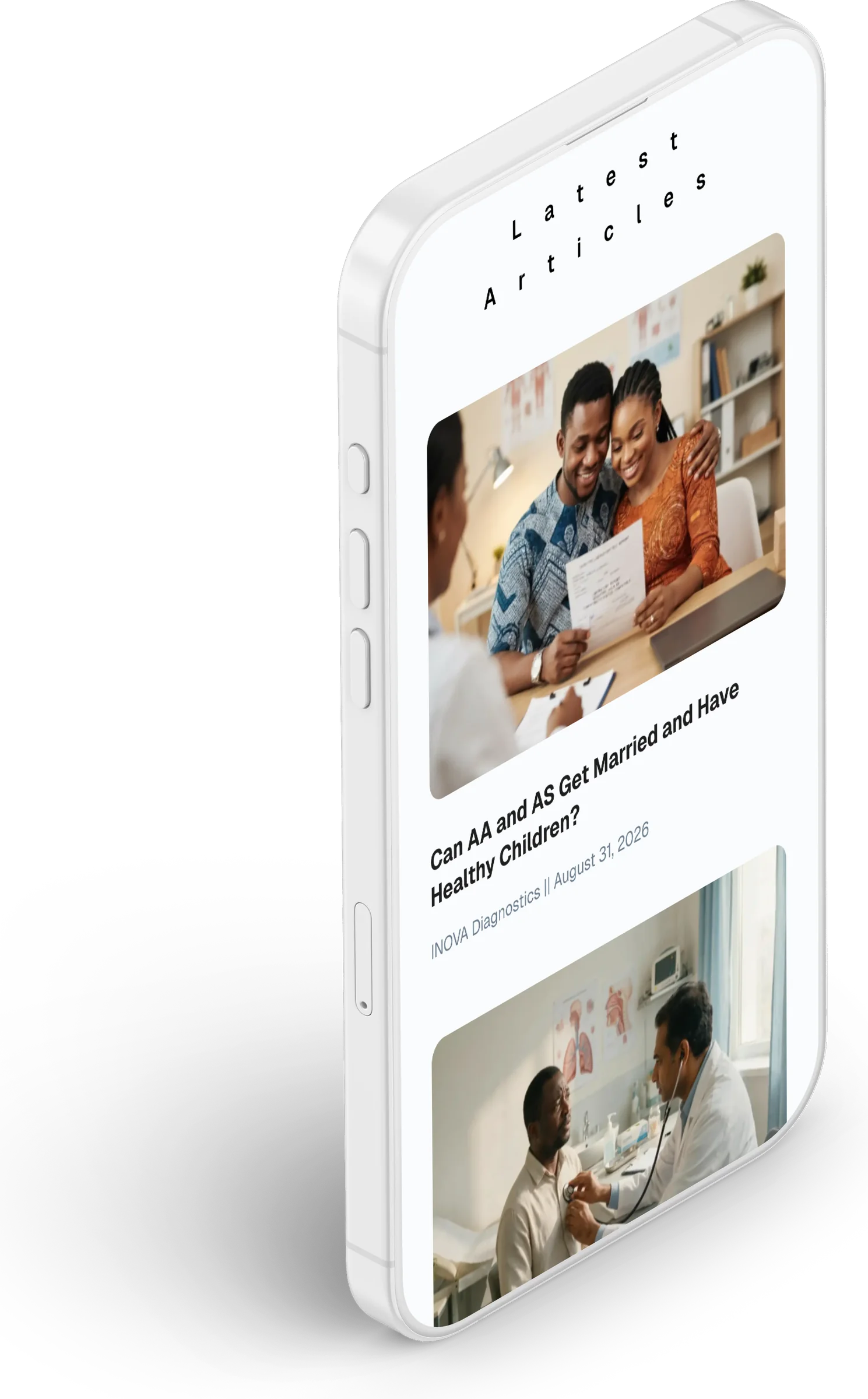 Inova Diagnostics website, blog section 2 on iPhone