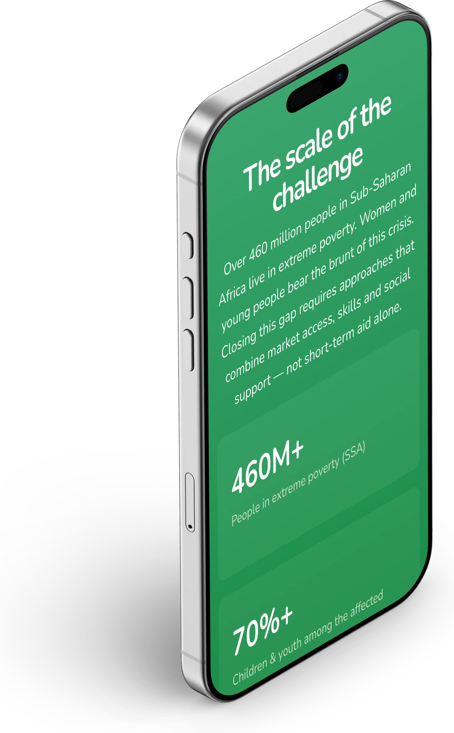 NUABA Foundation website, home section 3 on iPhone