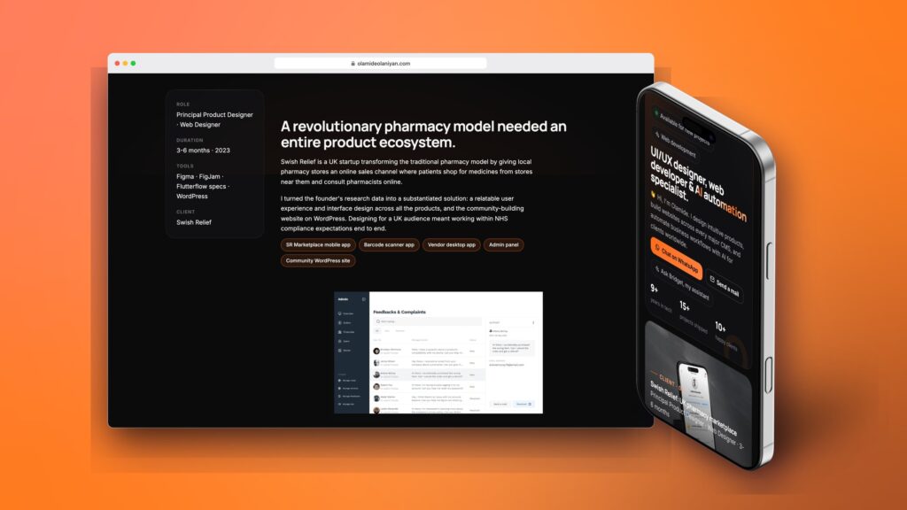 Olamide Olaniyan portfolio website on desktop and mobile