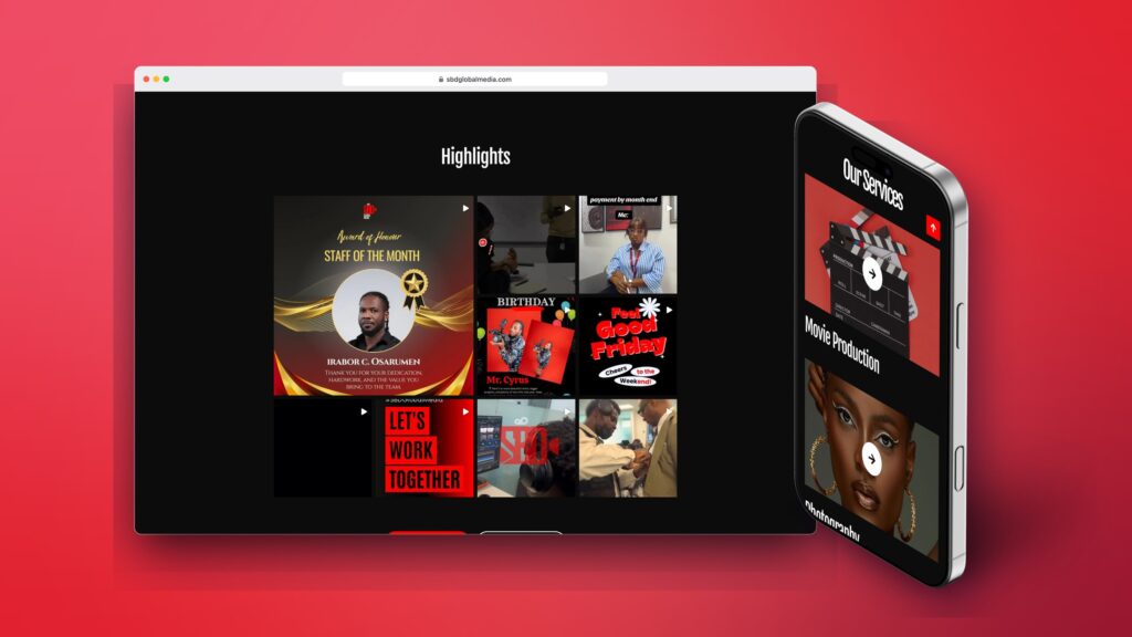 SBD Global Media website on desktop and mobile