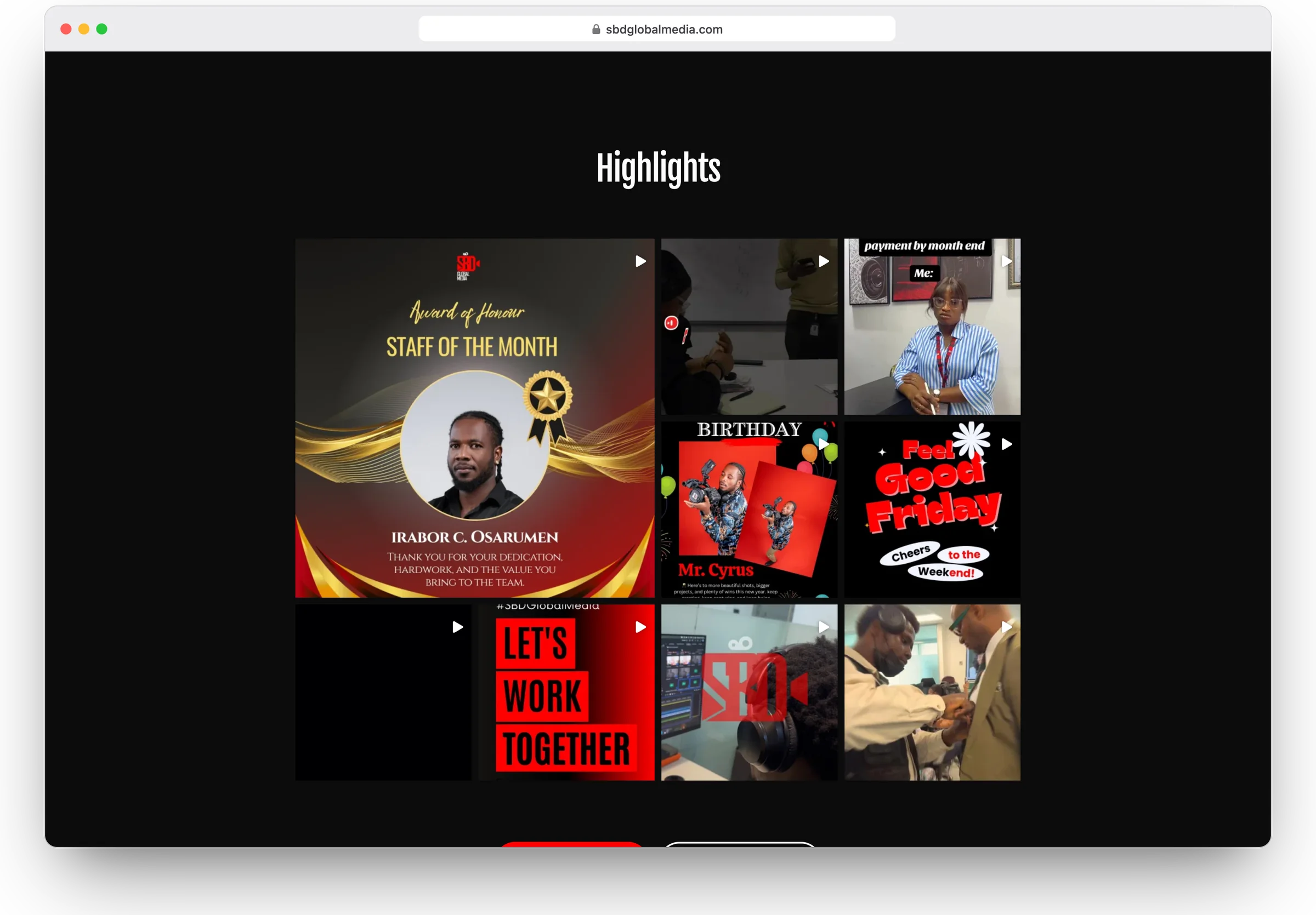 SBD Global Media website, home section 4 in a desktop browser