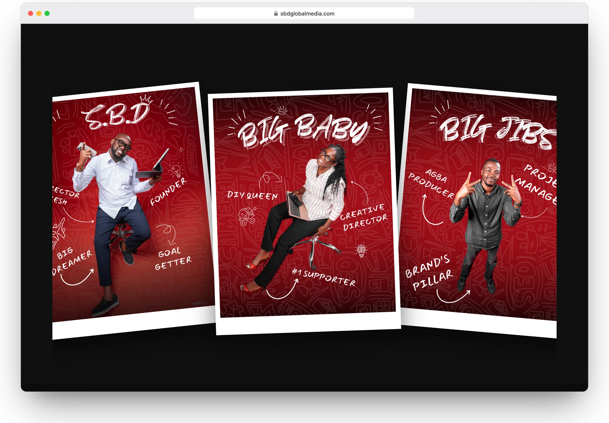 SBD Global Media website, meet the team section 2 in a desktop browser