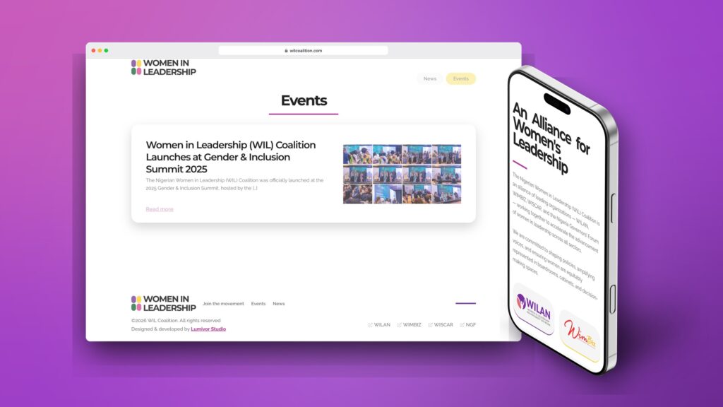 WiL Coalition website on desktop and mobile