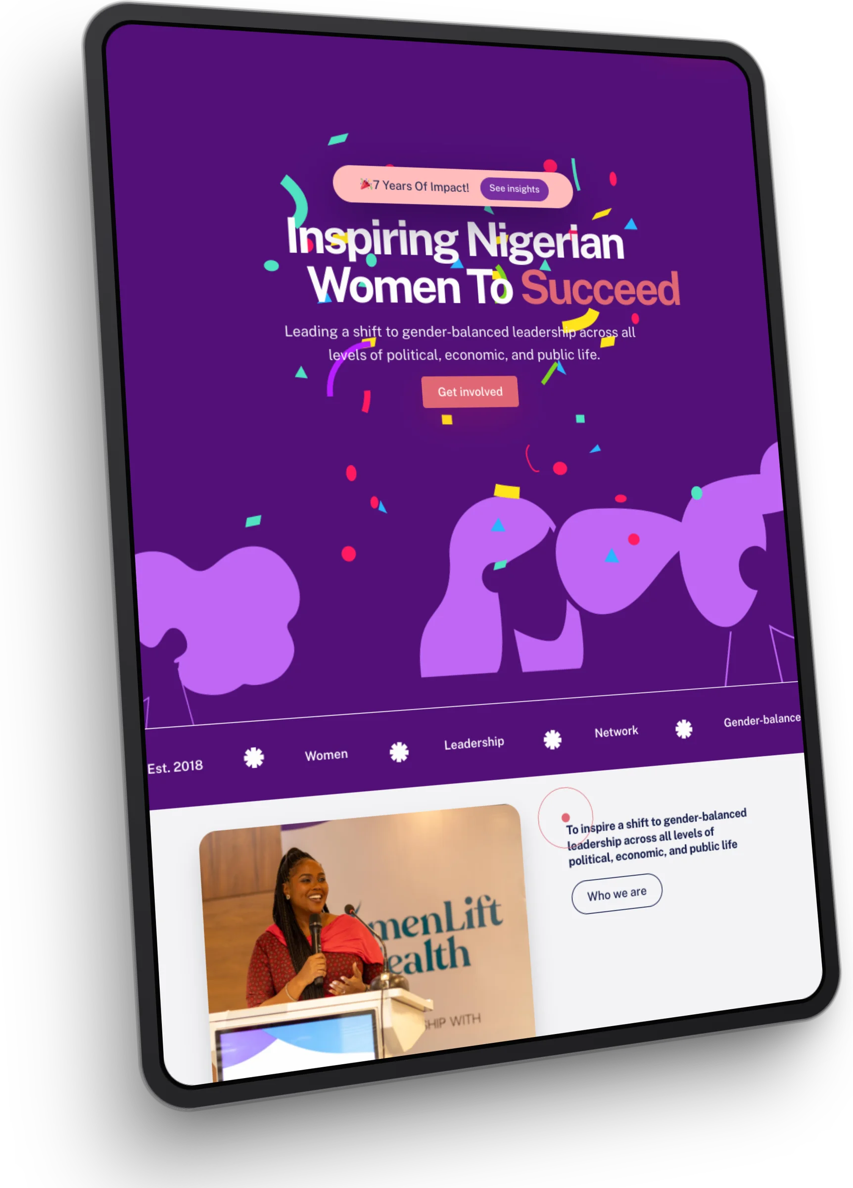 WILAN Global website, home section 1 on iPad